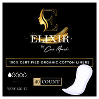 Organic Cotton Liners - Certified Hypoallergenic On All Layers For Sensitive Skin, Biodegradable Backing Free of Chlorine &amp; Chemicals, Ultra-Thin - 40 Count - Elixir By Cocó March.