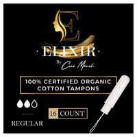 100% Organic Cotton Tampons - Hypoallergenic and Biodegradable Tube, No Harsh Chemicals, Dyes, or Perfumes, Leak Resistant, Odor Protection, Teen and Adult - 16 Count – Elixir By Cocó March.