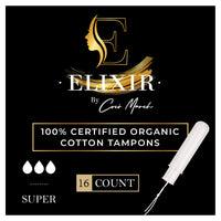 100% Organic Cotton Tampons - Hypoallergenic and Biodegradable Tube, No Harsh Chemicals, Dyes, or Perfumes, Leak Resistant, Odor Protection, Teen and Adult - 16 Count – Elixir By Cocó March.
