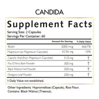 Candida By Cocó March - Herbs And Enzymes For 30 Day Cleansing - Gluten Free, Vegan, GMO Free, Dairy Free, Keto Friendly, Soy Free - 120 Veggie Caps.