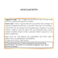 Molecular Biotin By Cocó March - 10,000 mcg, Supports Healthy Hair, Nails, Metabolism, Heart And Muscle Health - Gluten Free, Soy Free, Dairy Free, Paleo Friendly, Vegan - 60 Servings.