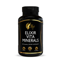 Elixir Vita Minerals – High Potency 24 Active Vitamins And Essential Chelated Minerals For Overall Health &amp; Wellness- Gluten Free, Dairy Free, Keto Friendly, Soy Free - 120 Capsules - Elixir By Cocó March.