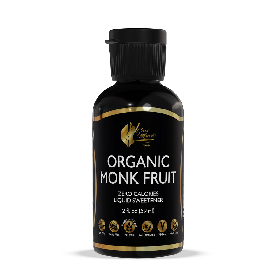 Organic Monk Fruit By Cocó March - Curb Cravings With Liquid Natural Sweetener 100 Times Sweeter Than Sugar, Zero Calories - Gluten Free, Vegan, Dairy Free, Keto Friendly, GMO Free - 2 fl oz (60 ml).