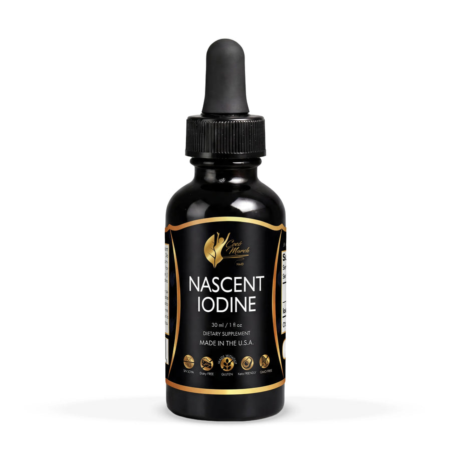 Nascent Iodine By Cocó March - Magnetized Iodine, Improved Assimilation, Supports Thyroid, Metabolism, And Energy, Gluten Free, Keto Friendly, Dairy Free, Soy Free, GMO Free - 1 fl oz (30 ml) - 500 Servings.