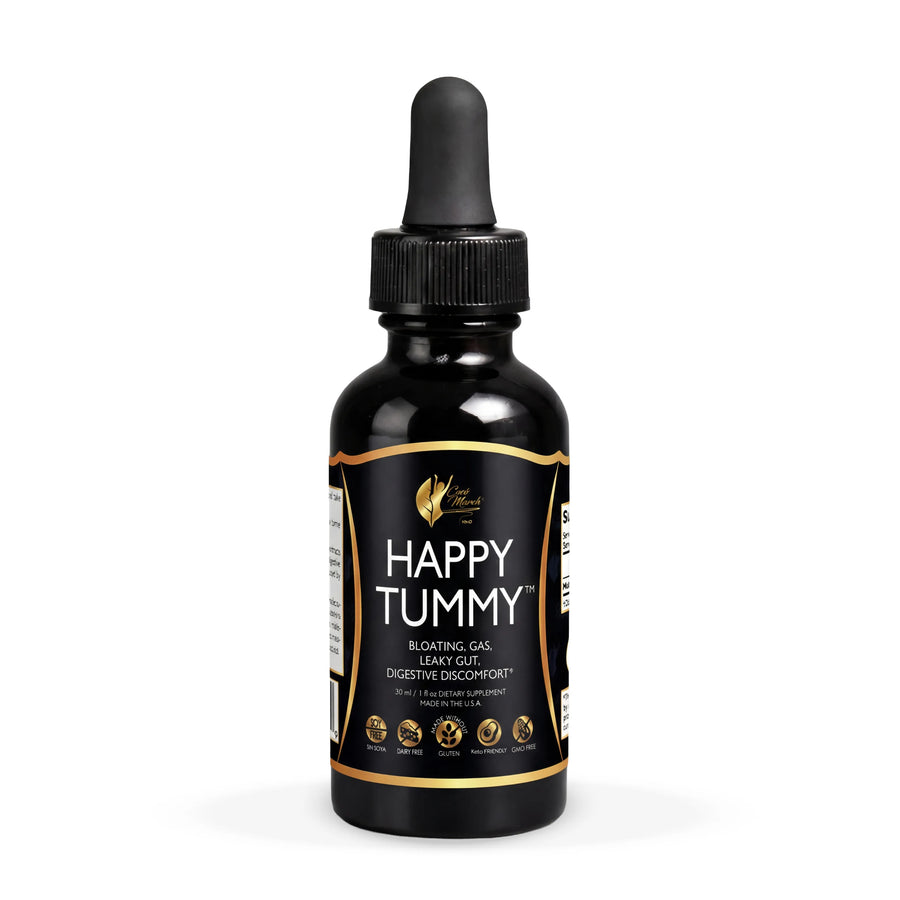 Happy Tummy By Cocó March - Bloating Relief For Women, Men, Digestive Health Drops With Humic Acid, Microbiome Boost For a Healthy Gut, 70 Servings - 1.0 fl oz (30 ml).