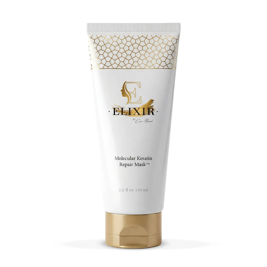 Molecular Keratin Repair Hair Mask - For Dry Damaged Hair - 21 Medicinal Plants &amp; Ceramides, Royal Jelly, Artemisia, Ginseng, Honey Suckle For Fast Repair And Revitalization - 5.2 fl oz (150 ml) - Elixir By Cocó March.
