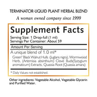 Terminator Liquid Plant Herbal Blend By Cocó March - Herbal Parasite Cleansing - Supports Gut Health - Helps to Maintain Balance of Friendly Pathogens in The Gut. Gluten Free, Dairy Free, Vegan, Keto Friendly, GMO Free - 2 fl oz (59 ml).