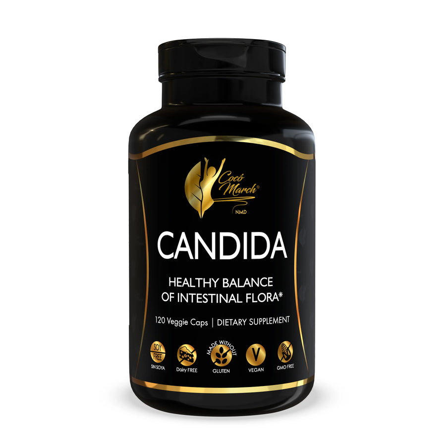Candida By Cocó March - Herbs And Enzymes For 30 Day Cleansing - Gluten Free, Vegan, GMO Free, Dairy Free, Keto Friendly, Soy Free - 120 Veggie Caps.