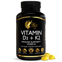 Vitamin D3+K2 10,000 IU By Cocó March - High Potency - Immune And Joint Health, Gluten Free, GMO Free, Dairy Free, Keto Friendly, Paleo Friendly, 250 mcg of D3 + 180 mcg of Vitamin K2 - 120 Softgels.