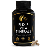 Elixir Vita Minerals – High Potency 24 Active Vitamins And Essential Chelated Minerals For Overall Health &amp; Wellness- Gluten Free, Dairy Free, Keto Friendly, Soy Free - 120 Capsules - Elixir By Cocó March.