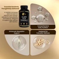 Elixir Vita Minerals – High Potency 24 Active Vitamins And Essential Chelated Minerals For Overall Health &amp; Wellness- Gluten Free, Dairy Free, Keto Friendly, Soy Free - 120 Capsules - Elixir By Cocó March.