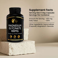 Magnesium Glycinate by Cocó March – Supports Relaxation, Sleep, and Overall Wellness. Vegan, Soy-Free, Dairy-Free, 400 mg Per Serving, 150 Capsules – 37-Day Supply.
