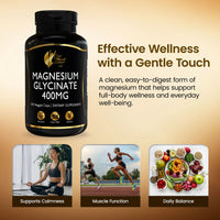 Magnesium Glycinate by Cocó March – Supports Relaxation, Sleep, and Overall Wellness. Vegan, Soy-Free, Dairy-Free, 400 mg Per Serving, 150 Capsules – 37-Day Supply.