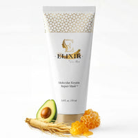 Molecular Keratin Repair Hair Mask - For Dry Damaged Hair - 21 Medicinal Plants &amp; Ceramides, Royal Jelly, Artemisia, Ginseng, Honey Suckle For Fast Repair And Revitalization - 5.2 fl oz (150 ml) - Elixir By Cocó March.