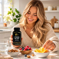 Stress Relief By Cocó March - 28 Plants & Vitamins For Mood Support, Calming Non-Sedative Formula - Soy Free, Gluten Free, Keto Friendly, Dairy Free, Paleo Friendly, Vegan - 120 Capsules.