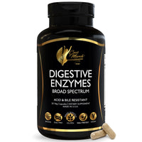 Digestive Enzymes By Cocó March - 18 Powerful Enzymes For Digestive Support For Adults &amp; Children - Acid And Bile Resistant - Dairy Free, Vegan - 600 Mg Proprietary Blend - 30 Capsules.
