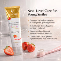 Fluoride Free Brightening Natural Toothpaste - Strawberry Kids Toothpaste – Fun Taste Kids Love, Supports Healthy Gums Naturally- 5.3 oz (100g) - Elixir By Cocó March.