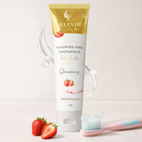 Fluoride Free Brightening Natural Toothpaste - Strawberry Kids Toothpaste – Fun Taste Kids Love, Supports Healthy Gums Naturally- 5.3 oz (100g) - Elixir By Cocó March.