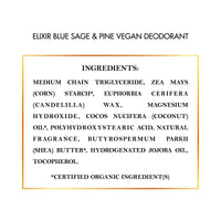 Blue Sage &amp; Pine Vegan Deodorant - Aluminum Free, Effective, Gentle And Natural Ingredients For Odor Protection, Essential Oil Scent, Made With Organic Coconut Oil And Shea Butter - 2.98 oz (85 g) - Elixir By Cocó March.