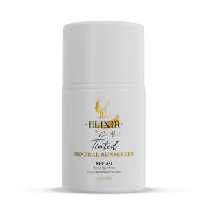 Mineral Tinted Sunscreen - Broad Spectrum Sun Protection SPF 50, Sheer Tinted Coverage, Water-Resistant-80 Min, Hydrates and Enhances Skin, Adults and Children - 2.1 oz (59 g) - Elixir By Cocó March.