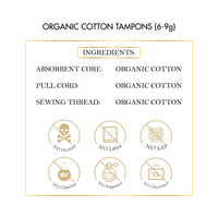 100% Organic Cotton Tampons - Hypoallergenic and Biodegradable Tube, No Harsh Chemicals, Dyes, or Perfumes, Leak Resistant, Odor Protection, Teen and Adult - 16 Count – Elixir By Cocó March.