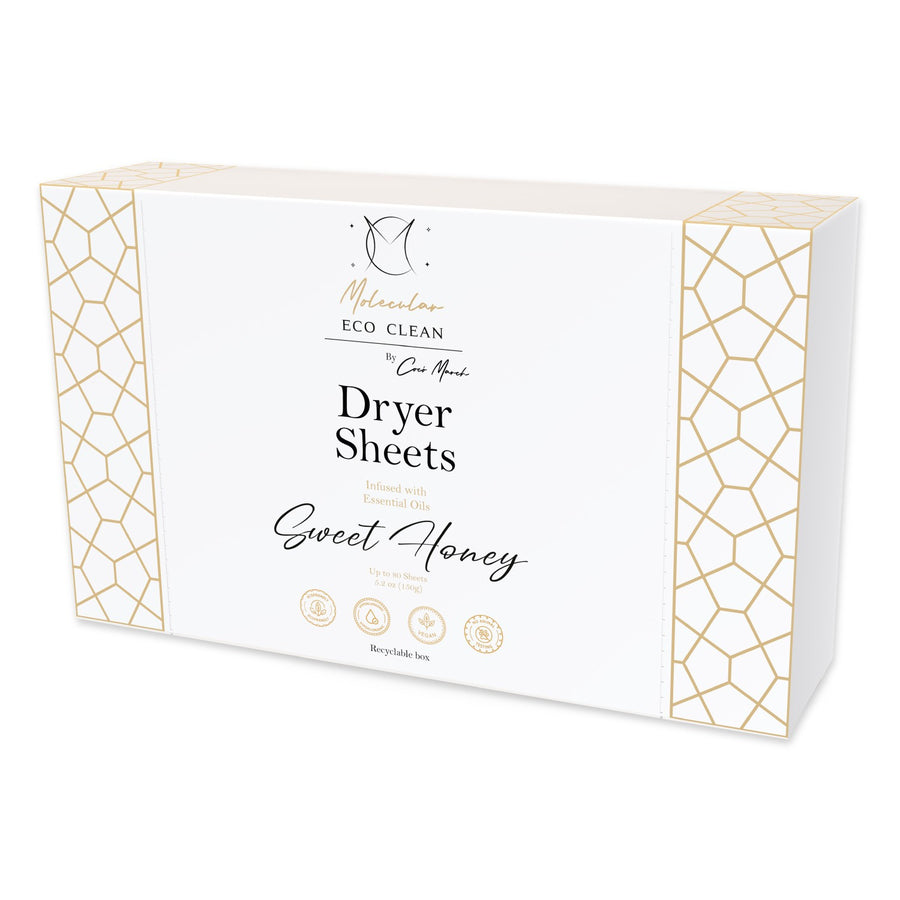 Molecular Eco Clean Dryer Sheets By Cocó March – Eco-Friendly, Hypoallergenic, Biodegradable, Static Control, Wrinkle Fighting – 100 Sheets.